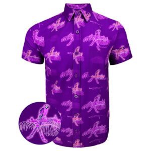 Macaws Purple Button Down Shirt Outdoor Hawaiian Tactical Shirt Good Gifts For Him
