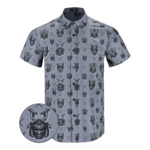 Oni Mask Button Down Shirt Hawaiian Tactical Button Down Gifts Ideas For Father