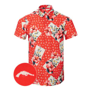 Raising AZ Button Down Shirt Tactical Tropical Print Shirt Gifts For Gun Lovers