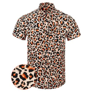 Leopard Button Down Shirt Tactical Hawaiian Shirt Present For Husband