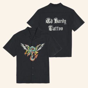 Ed Hardy Merch Dragon Twill Hawaiian Shirt Ed Hardy Tattoo Shirt Gifts For Dad