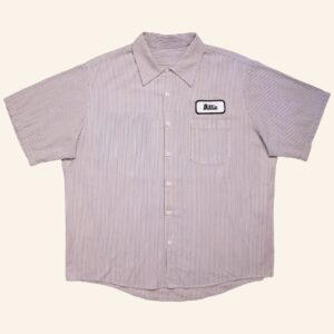 Billie Eilish Merch SUAY x Billie Upcycled Striped Button Up Shirt Gifts For Husband