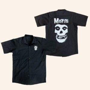 Misfits Merch Misfits Fiend Skull Button Up Shirt Best Gifts For Rock Lovers