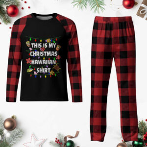 This Is My Christmas Hawaiian Shirt Plaid Pajama Set Hibiscus Flower Gift For Her