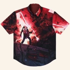 Stranger Things Eddie Munson Merch Stranger Things x RSVLTS Most Metal Ever Button Up Shirt