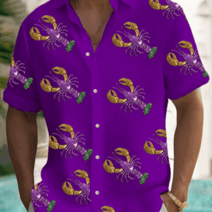 Crawfish Mardi Gras Hawaiian Shirt Fat Tuesday Shirt New Orleans Mardi Gras Clothing