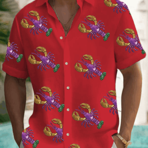 Crawfish Mardi Gras Button Down Shirt Mardi Gras Shirts Men's New Orleans Festival Clothing