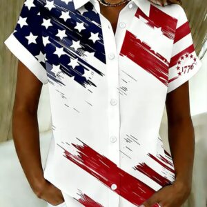 America 250th Anniversary Hawaiian Shirt USA Flag WoMen's Patriotic Shirts Gifts For Mom