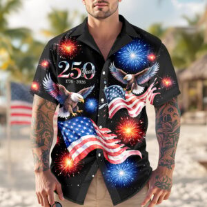 250 Years 1776 - 2026 Patriotic Eagle Hawaii Shirt America 250 Merchandise Unique Patriotic Gifts
