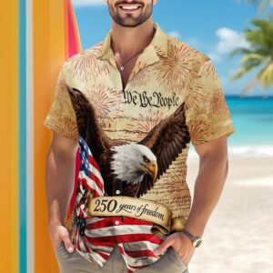 We The People 250 Years Of Freedom Hawaiian Shirt American Flag Patriotic America 250 Merchandise Gifts For Patriotic Dad