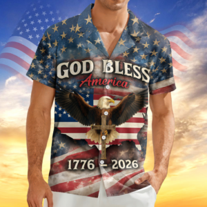 Patriotic 250th Anniversary God Bless America Eagle 1776Â–2026 Hawaii Shirt America 250 Merchandise Unique Patriotic Gifts