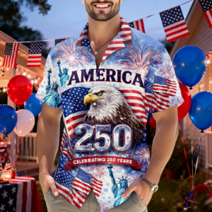 Celebrating 250th Anniversary United States Hawaiian Shirt 4th Of July Gift America 250 Merchandise Patriotic Gifts For Men
