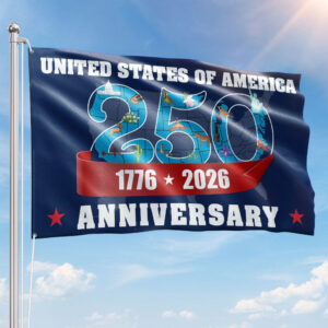 250 USA Map Flag 250th Anniversary 1776-2026 American Patriotic Grommet Flag