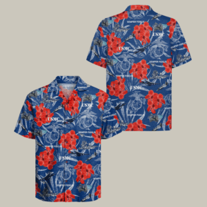 US Marines 250th Years Of Service Hawaiian Shirt Floral USMC Clothes Gift For Veteran