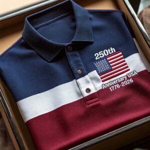 250th Anniversary USA Polo Shirt American Flag Patriotic Golf Shirt Independence Day Gift