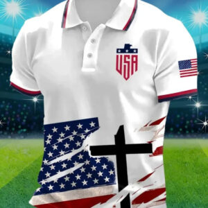 USA Soccer Polo Shirt World Cup 2026 Patriotic Cross Fan Gear Gift For Football Supporters