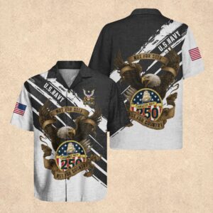 US Navy 250 Years Eagle Patriotic Hawaiian Shirt Father's Day