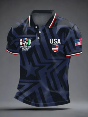 USA FIFA World Cup 2026 Polo Shirt Canada Mexico Host Nations Soccer Fan Apparel Gift
