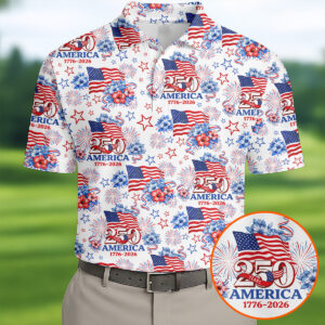 250 Years America 1776-2026 Golf Polo Shirt American Patriot Apparel Gift For Golf Lover