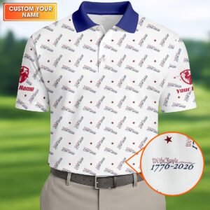 Custom We The People 1776-2026 Polo Shirt 250th Anniversary Patriotic Clothing Gift Ideas