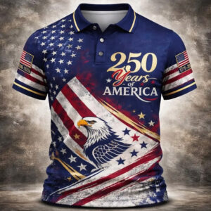 250 Years of America Eagle Flag Polo Shirt