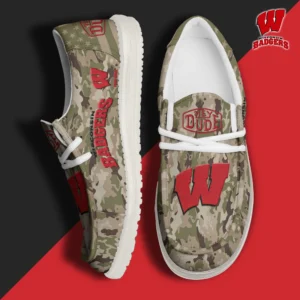 Custom Name NCAA Wisconsin Badgers 2026 Hey Dude Shoes