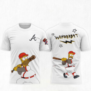 Atlanta Braves The Simpsons Wonderbat White T-Shirt