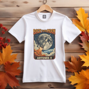 Back to the Moon Artemis II Shirt Rocket Moon Illustration