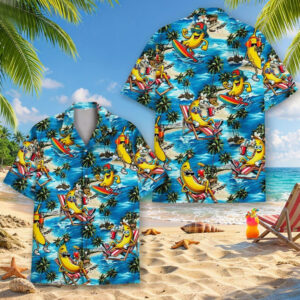 Banana Surfing Tropical Beach Summer Vibes Hawaiian Shirt