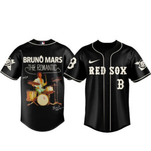 Boston Red Sox x Bruno Mars The Romantic Tour 2026 Black Baseball Jersey