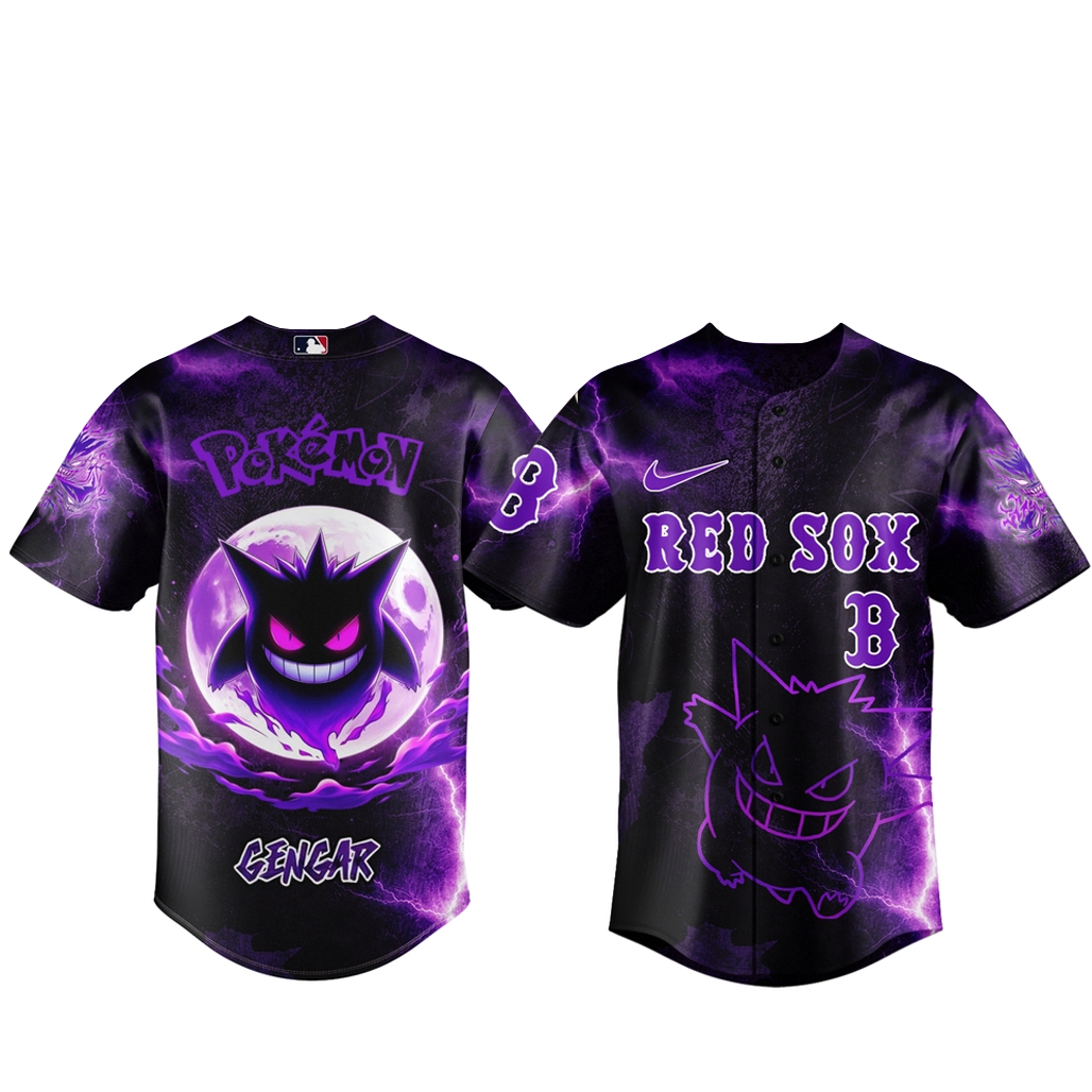 Boston Red Sox x Pokemon Gengar 2026 Baseball Jersey 1 Boston Red Sox x Pokemon Gengar 2026 Baseball Jersey