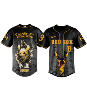 Boston Red Sox x Pokémon Pikachu 2026 Black Baseball Jersey