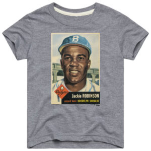 Brooklyn Dodgers Jackie Robinson Homage Gray Topps Baseball Card T-Shirt