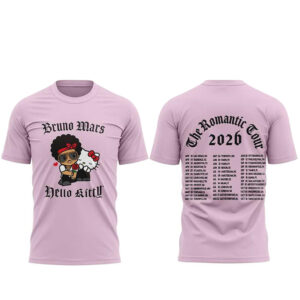 Bruno Mars x Hello Kitty 2026 The Romantic Tour Pop-Up Schedule T-Shirt