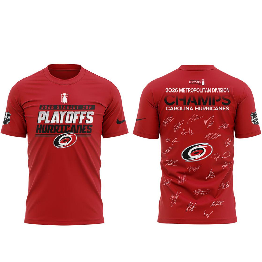 Carolina Hurricanes x Metropolitan Division Champs 2026 Celebrate Shirt 1 Carolina Hurricanes x Metropolitan Division Champs 2026 Celebrate T-Shirt