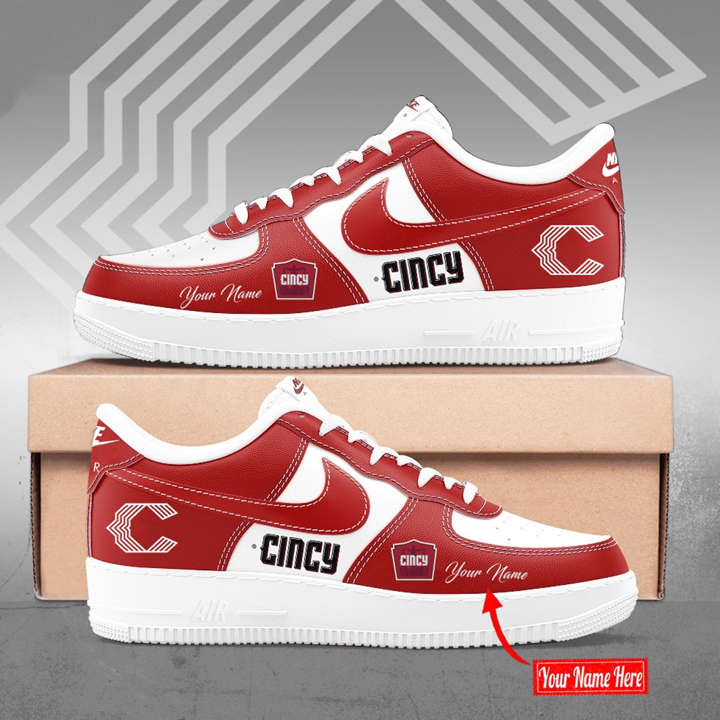 Custom Name Cincinnati Reds 2026 City Connect Stadium Air Force 1 Shoes Sneakers 1 Custom Name Cincinnati Reds 2026 City Connect Stadium Air Force 1 Shoes Sneakers