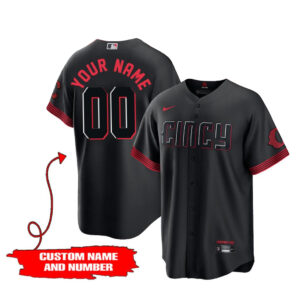 Custom Name and Number Cincinnati Reds City Connect 2026 Black Baseball Jersey