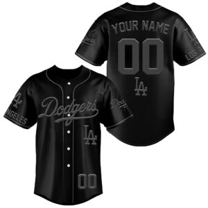 Custom Name and Number Los Angeles Dodgers 2026 Back To The Basics All Black Baseball Jersey