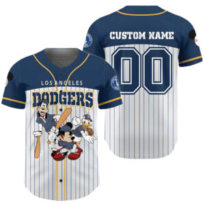 Custom Name and Number Los Angeles Dodgers x Mickey & Friends 2026 Baseball Jersey