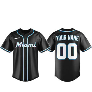 Custom Name and Number Miami Marlins Blackout Built For The Night 2026 Baseball Jersey
