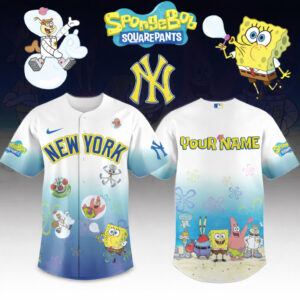 Custom Name and Number New York Yankees x SpongeBob SquarePants 2026 Baseball Jersey