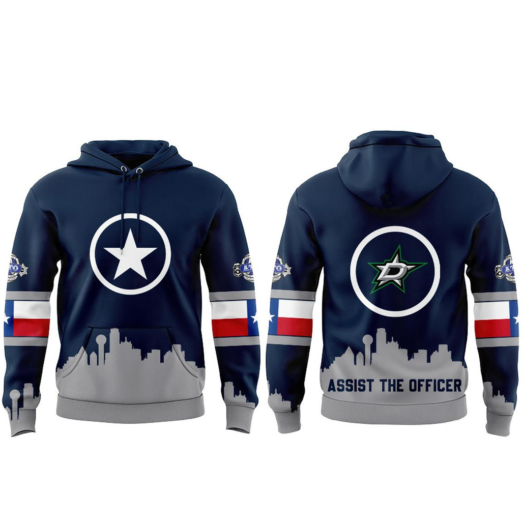 Dallas Stars x Robo’s Dallas Police 2026 Celebration Shirt 2 Dallas Stars x Robo’s Dallas Police 2026 Celebration Hoodie