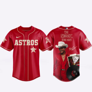 Houson Astros x Bruno Mars The Romantic Tour 2026 Red Baseball Jersey