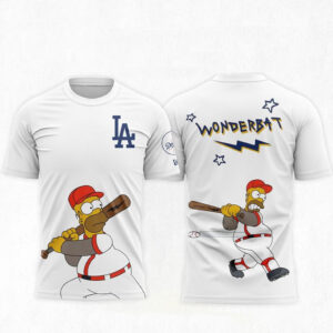 Los Angeles Dodgers The Simpsons Wonderbat White T-Shirt