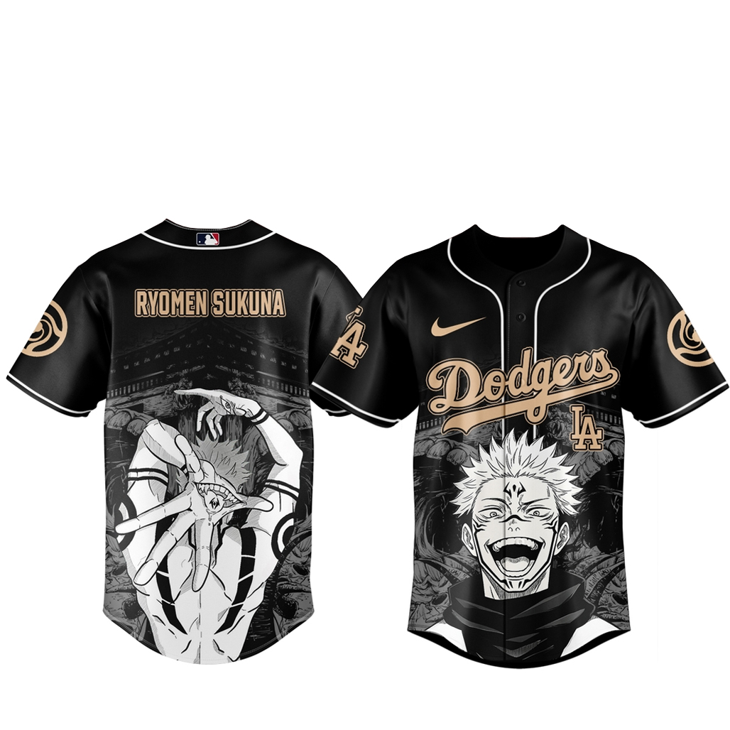 Los Angeles Dodgers x Jujutsu Kaisen Night 2026 Ryomen Sukuna Black Baseball Jersey 1 Los Angeles Dodgers x Jujutsu Kaisen Night 2026 Ryomen Sukuna Black Baseball Jersey