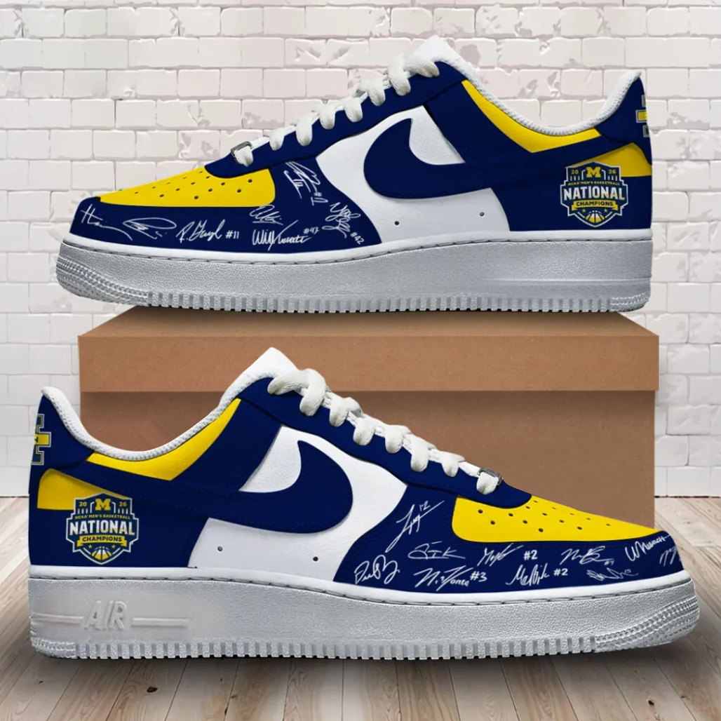 Michigan Wolverines 2026 NCAA Men’s Basketball National Champions Air Force 1 Shoes Sneakers 1 Michigan Wolverines 2026 NCAA Men’s Basketball National Champions Air Force 1 Shoes Sneakers