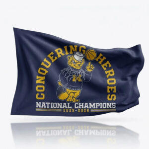 Michigan Wolverines Basketball Conquering Heroes National Champions 2025-2026 Flag