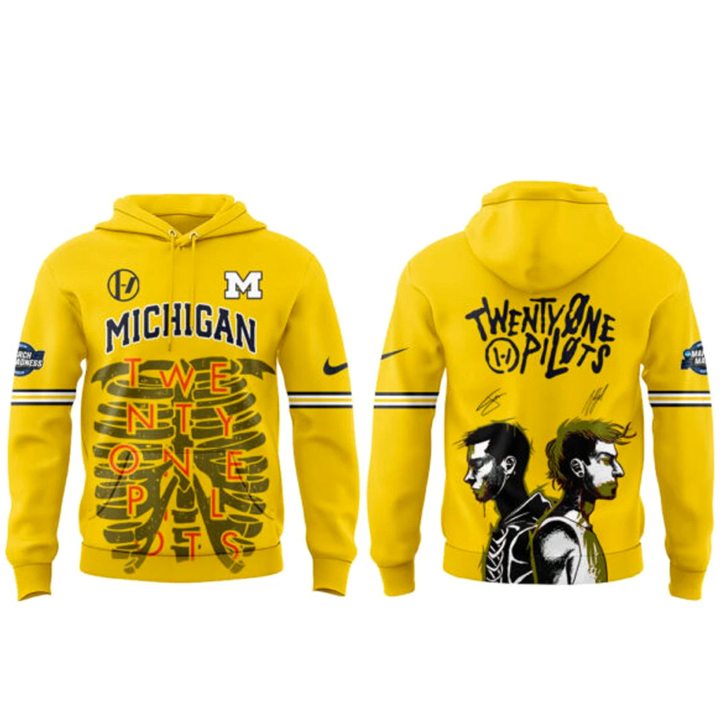 Michigan Wolverines x Twenty One Pilots 2026 NCAA March Madness Music Festival Shirt 2 Michigan Wolverines x Twenty One Pilots 2026 NCAA March Madness Music Festival Hoodie
