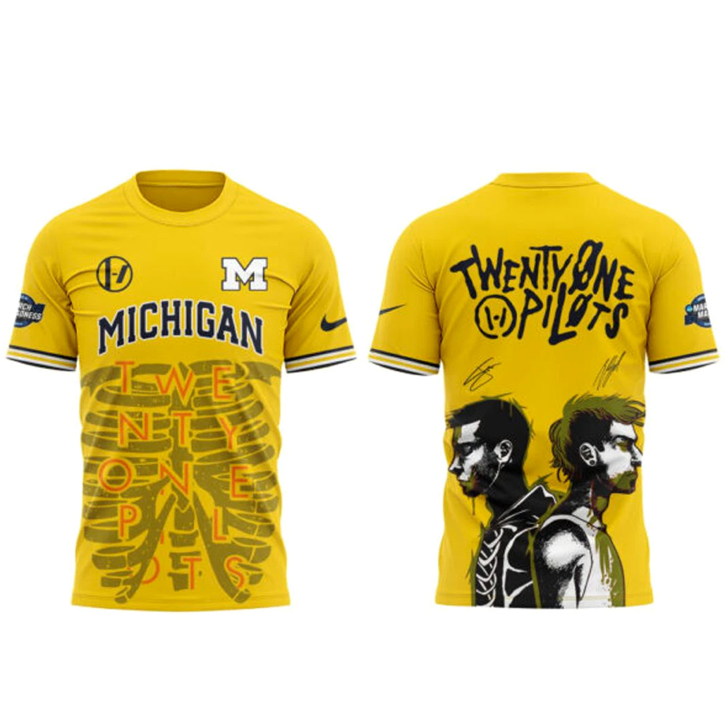 Michigan Wolverines x Twenty One Pilots 2026 NCAA March Madness Music Festival Shirt 1 Michigan Wolverines x Twenty One Pilots 2026 NCAA March Madness Music Festival T-Shirt