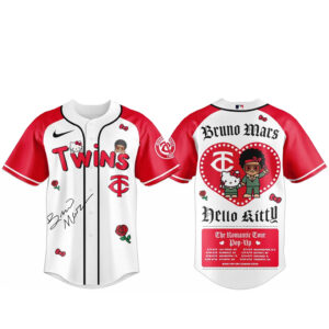 Minnesota Twins Bruno Mars x Hello Kitty 2026 The Romantic Tour Baseball Jersey